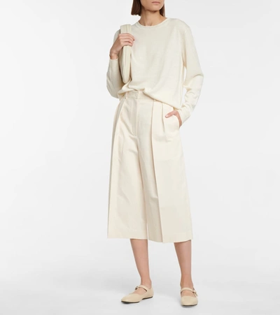 The Row Ava Square-toe Leather Mary Jane Flats In White