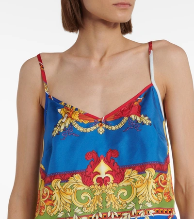 Shop Versace Printed Silk Camisole In Red