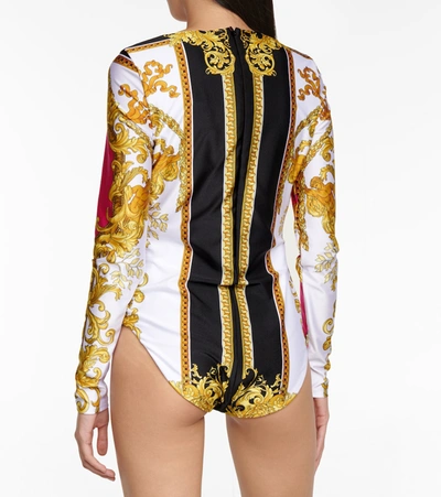 Shop Versace Medusa Renaissance Printed Bodysuit In Gold