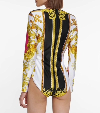 Shop Versace Medusa Renaissance Printed Bodysuit In Gold