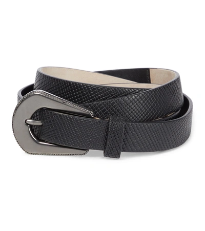 Shop Brunello Cucinelli Leather Belt In Black