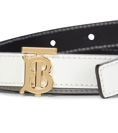Shop Burberry Tb Reversible Leather Belt In White