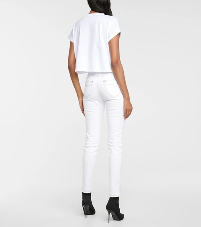 Balmain Relaxed-fit Cotton Crop Top With Logo Detailing In White