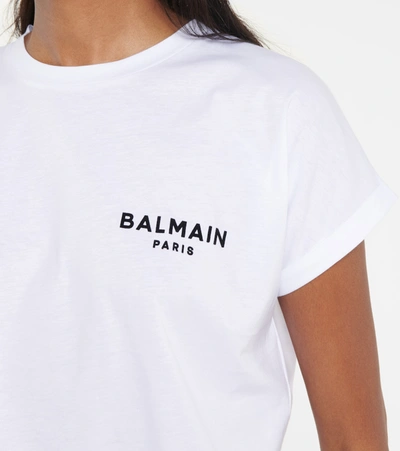 Shop Balmain Logo Cotton T-shirt In White