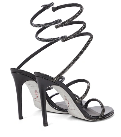 René Caovilla Crystal Embellished Leather Sandals In Black