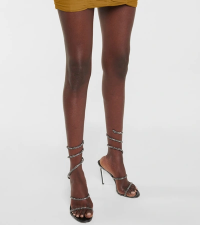 René Caovilla Crystal Embellished Leather Sandals In Black
