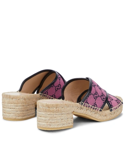 Shop Gucci Gg Multicolor Canvas Espadrille Sandals In Pink