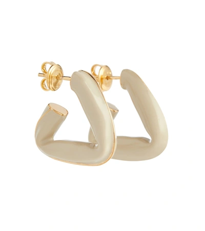 Bottega Veneta Fold Enamel And Sterling Silver Earrings In Tapioca