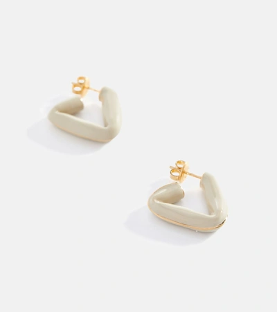 Bottega Veneta Fold Enamel And Sterling Silver Earrings In Tapioca
