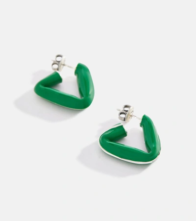 Shop Bottega Veneta Triangle Hoop Earrings In Green