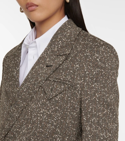 Shop Bottega Veneta Double-breasted Blazer In Brown