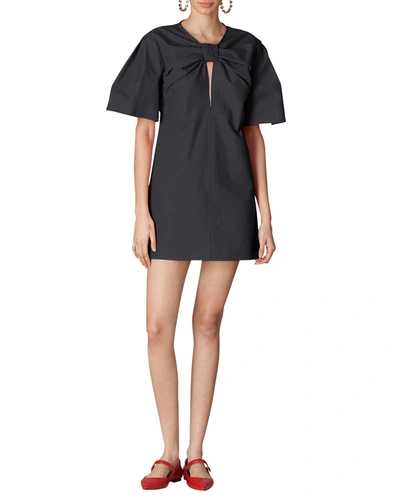 Shop Carolina Herrera Wide-sleeve Knot-detail Mini Dress In Black