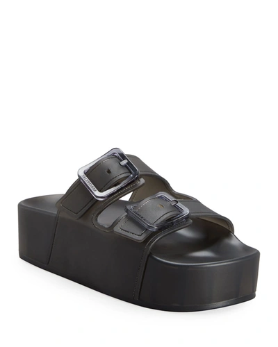 Shop Balenciaga Mallorca Dual-buckle Platform Sandals In Black
