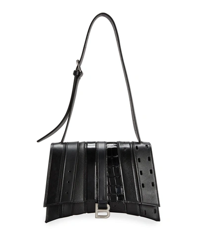 Shop Balenciaga Mixed-media Leather Satchel Shoulder Bag In Black