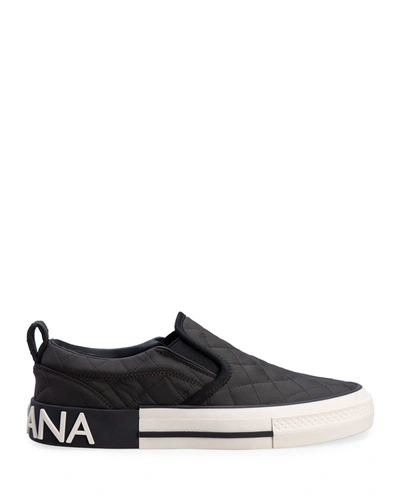 Shop Dolce & Gabbana Quilted Nylon Low-top Sneakers In Nero