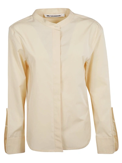 Shop Jil Sander Collarless Shirt In Beige