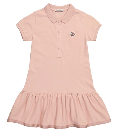 Shop Moncler Cotton-blend Polo Dress In Pink