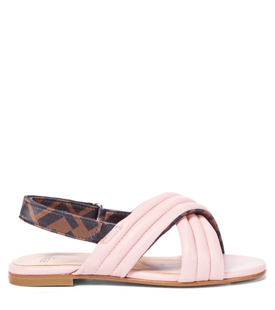 Shop Fendi Ff Leather Sandals In Pink