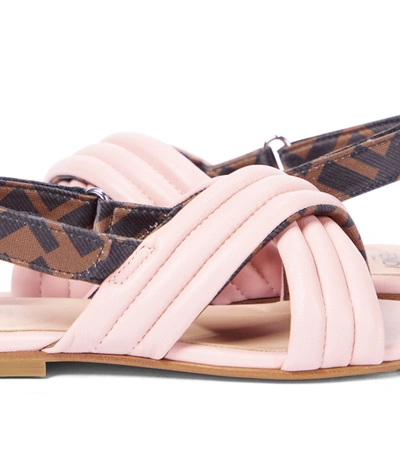 Shop Fendi Ff Leather Sandals In Pink