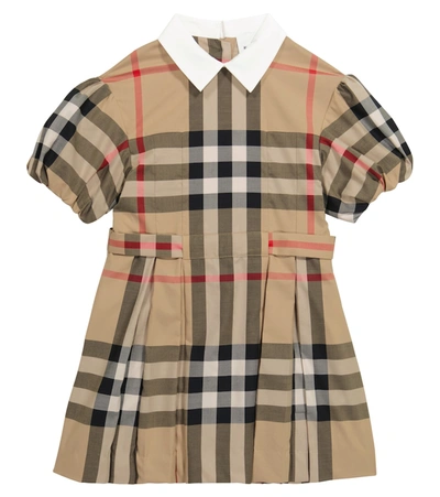 Burberry Kids' Barbara Check Stretch Cotton Dress In Beige | ModeSens