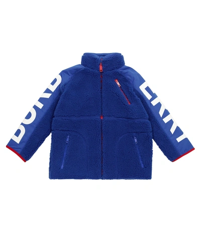 Shop Burberry Logo Fleece Jacket In Blue