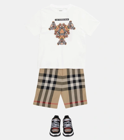 Shop Burberry Checked Cotton Shorts In Beige
