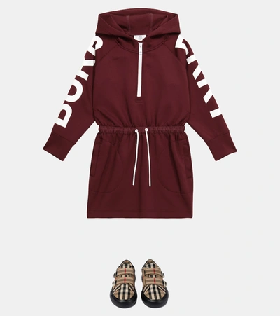 Shop Burberry Logo Hoodie Dress In Red