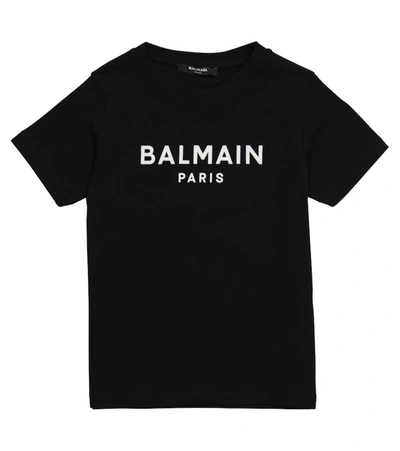 Shop Balmain Logo Cotton T-shirt In Black