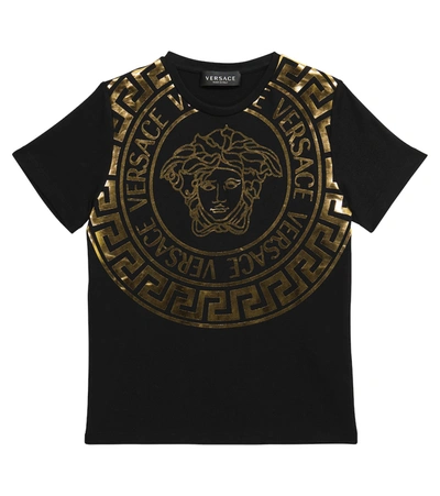Shop Versace Logo Cotton T-shirt In Metallic