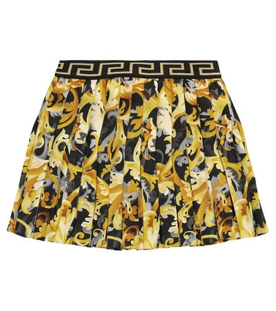 Shop Versace Pleated Skirt In Multicoloured