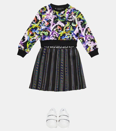 Shop Versace Printed Skirt In Black