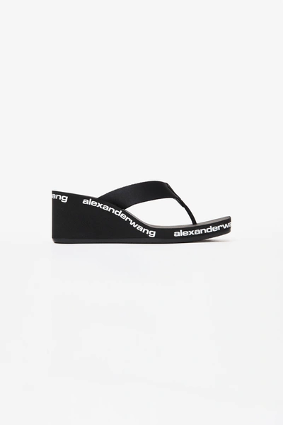 Alexander Wang Square Toe Logo Midsole Wedged Flip Flops In Black