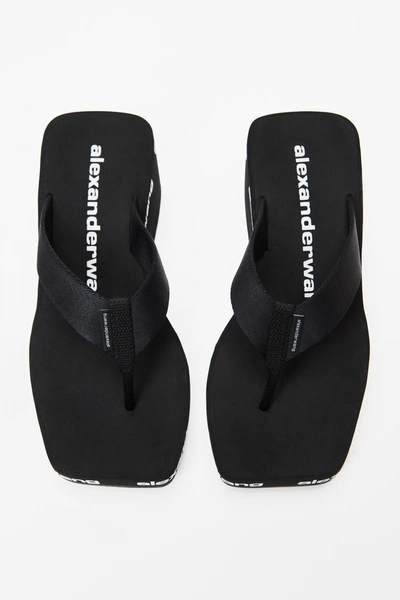 Alexander Wang Square Toe Logo Midsole Wedged Flip Flops In Black