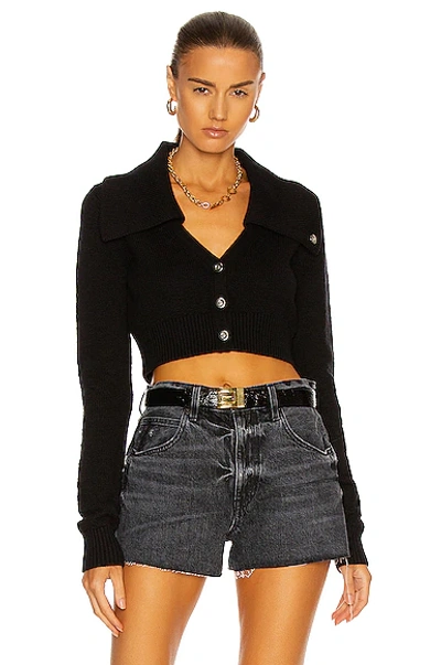 Shop Helmut Lang Tucked Cropped Cardigan In Black
