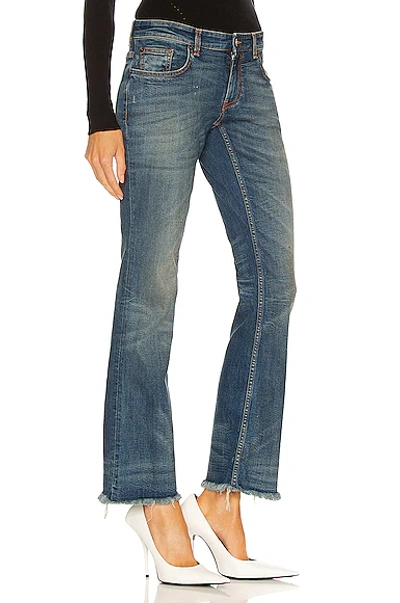 Shop Balenciaga Flared Cropped Jean In Dirty Dark Blue