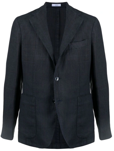 Shop Boglioli Check-print Single-breasted Blazer In Blue