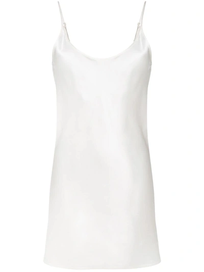 Shop La Perla White Silk Chemise Dress