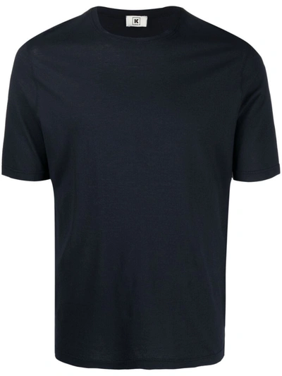 Shop Kired Midnight Blue Cotton Plain Crew-neck T-shirt
