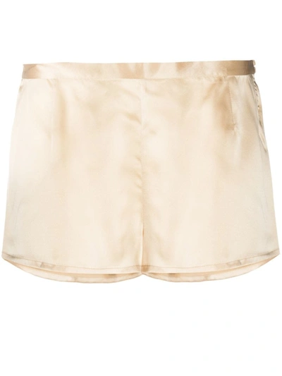 Shop La Perla Beige Silk Elasticated Waist Shorts In Neutrals
