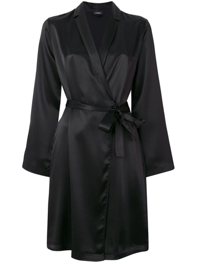 Shop La Perla Black Silk Short Robe