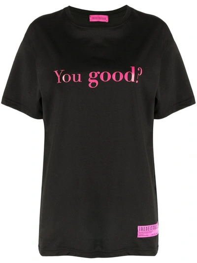 Shop Ireneisgood Black Cotton Slogan-print Cotton T-shirt