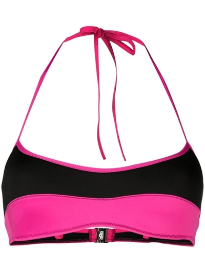 Shop La Perla Fuchsia Pink/black Active Beach Colour-block Bralette