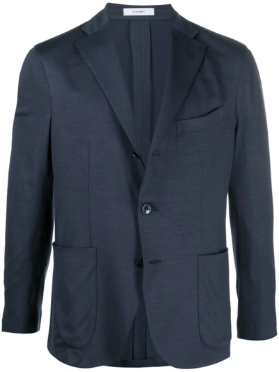 Shop Boglioli Virgin Wool Single-breasted Virgin Wool Blazer In Blue