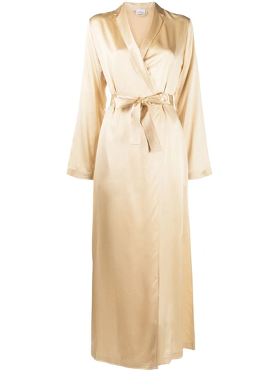 Shop La Perla Beige Silk Tie-waist Robe In Neutrals