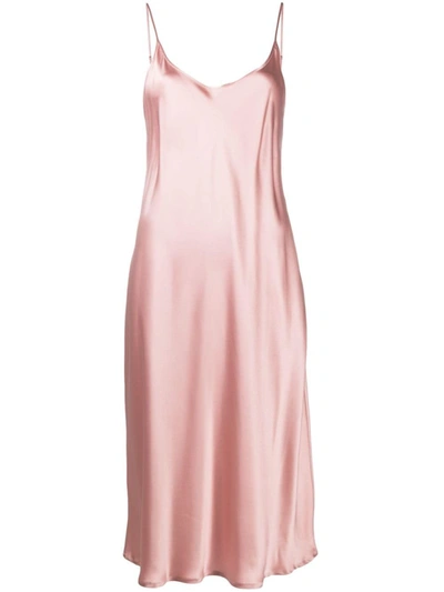 Shop La Perla Powder Pink Silk Spaghetti Strap Dress