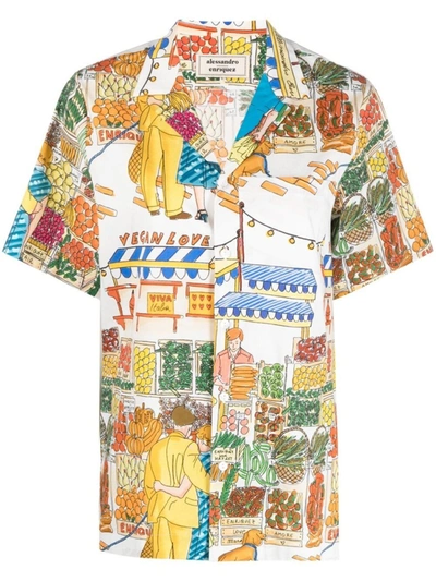 Shop Alessandro Enriquez Multicolour Stretch-cotton Graphic-print Cotton Shirt In Multicolor