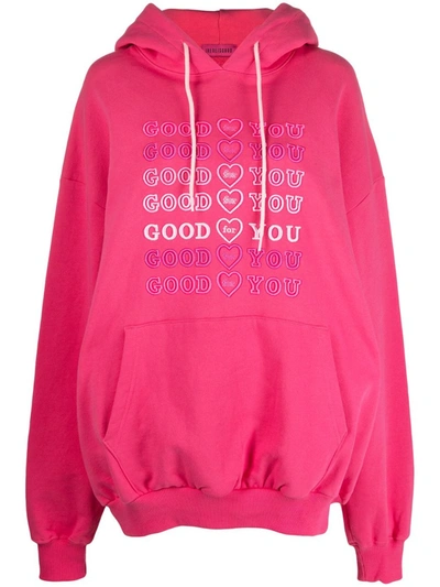 Shop Ireneisgood Pink Cotton Logo-embroidered Hoodie