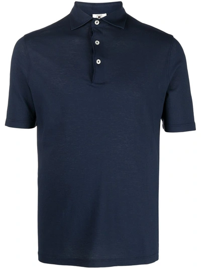 Shop Kired Navy Cotton Positano Polo Shirt In Blue