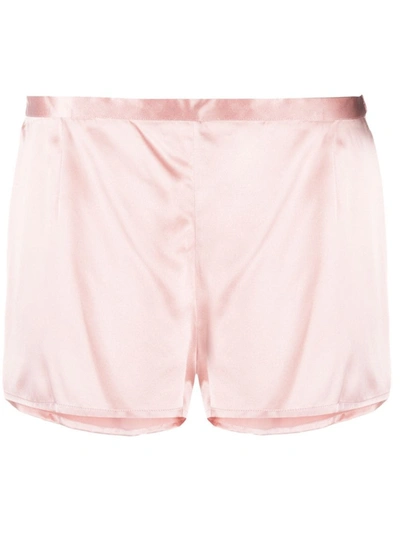 Shop La Perla Powder Pink Silk Elasticated Waist Shorts