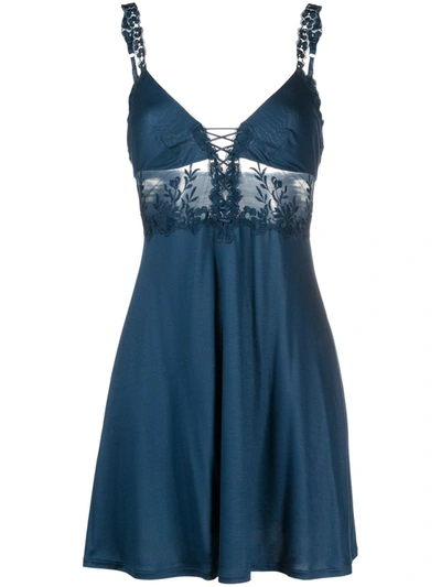 Shop La Perla Light Blue Zephyr Silk Nightdress